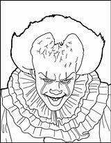 Pennywise Face Pages Coloring Printable Clown Smiling Funny Little sketch template