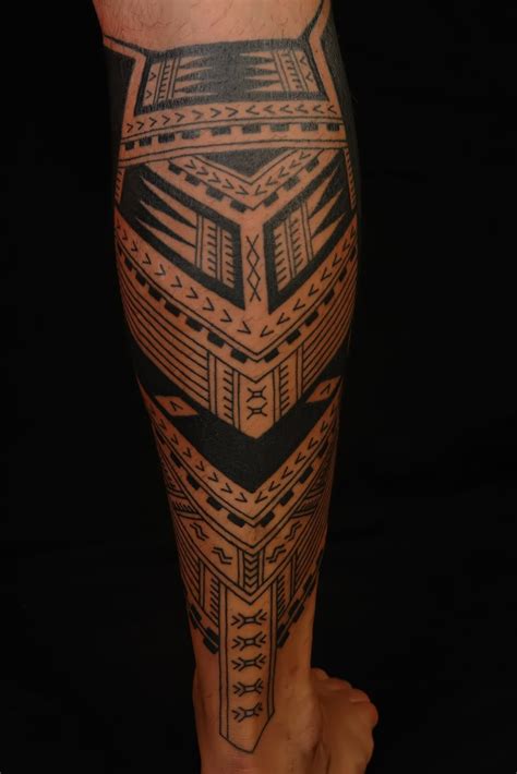 aztec life tattoo abstract calf tattoo on