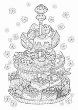 Coloring Pages Food Mandala Kawaii Adults Books Doodles Cake Cakes Elegant Color Choose Board Cupcakes sketch template