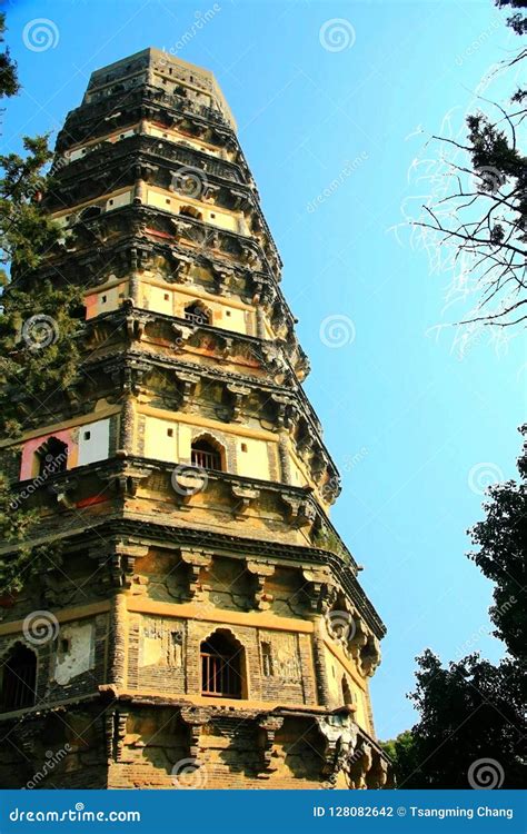 chinese traditional pagoda architecture stock photo image  buddhism