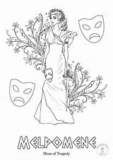 Coloring Greek Muses Mythology Pages Etsy Muse Nine sketch template