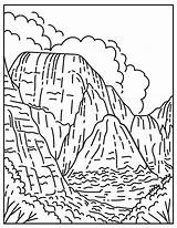 Zion Utah Canyon Springdale Monoline America sketch template