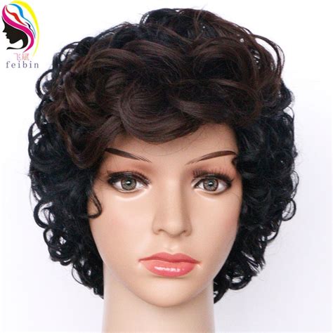 Feibin Short Wigs For Black Women Synthetic Afro Curly Wig