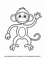 Monkey Coloring Pages Cartoon Color Monkeys Printable Clipart Cute Kids Clip Print Kid Jumping Preschoolers Swinging Bed Template Animals Enjoy sketch template