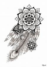 Mandala Feathers Print Tattoo Feather A3 Peacock Drawing Tattoos Queen Imprimer Drawings Animaux Ala Goddess Earth Traditional Psychedelic sketch template