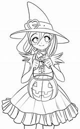 Coloring Halloween Pages Cute Girls Printable Girl sketch template
