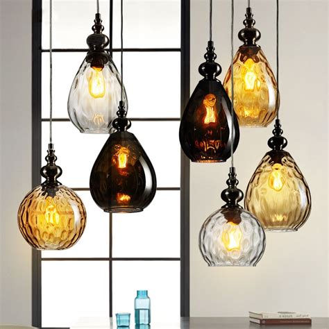 Glass Pendant Light Art Shades Lamp Coloured Ceiling Ball Smoked Amber