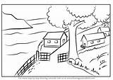 Draw Village Scenery Drawing Beautiful Step Villages Sketches Coloring Sketch Drawings Pages Template Places Tutorials sketch template