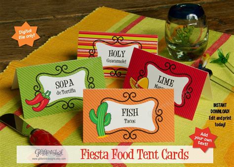 Cinco De Mayo Mexican Fiesta Buffet Table Food Cards Pdf Etsy
