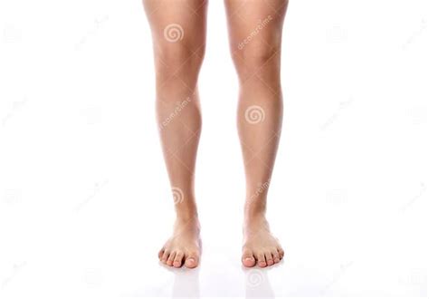 Photo Of Smooth Shaved Legs And Feet Isolated On White Stock Image
