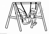Rabbit Pages Coloring Swinging Friend Her Girl sketch template
