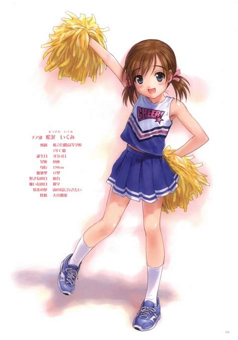 safebooru 1girl armpits blush brown hair cheerleader female goto p