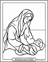 Mary Coloring Jesus Pages Mother Baby Printable Nativity Christmas Drawing Joseph Scene Bible Manger Kids Catholic Print Madonna Mothers Stable sketch template