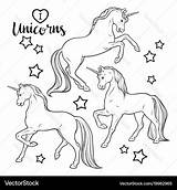 Unicorns Pages Coloring Magic Vector Stars Book sketch template