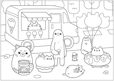 pusheen dog pages coloring pages
