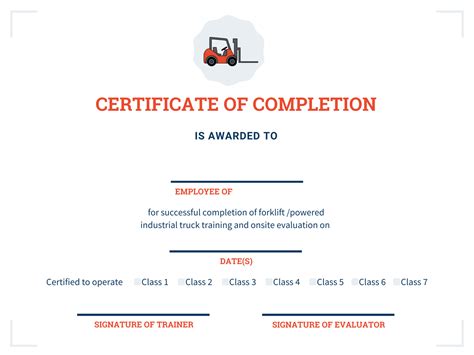 forklift operator certificate template