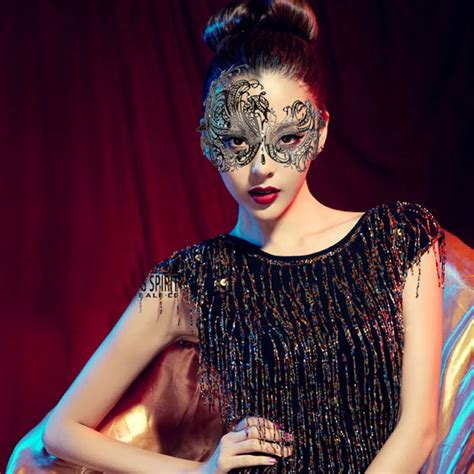 sexy venetian masquerade princess mask rhinestone laser cut black metal