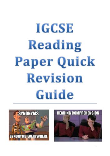 igcse english reading paper revision teaching resources