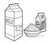 Coloring Milk Cereal Sheet Pages Drink Healthy sketch template