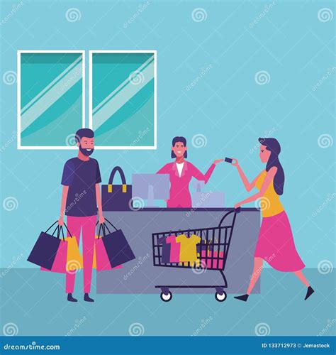 people shopping cartoons stock vector illustration  choose