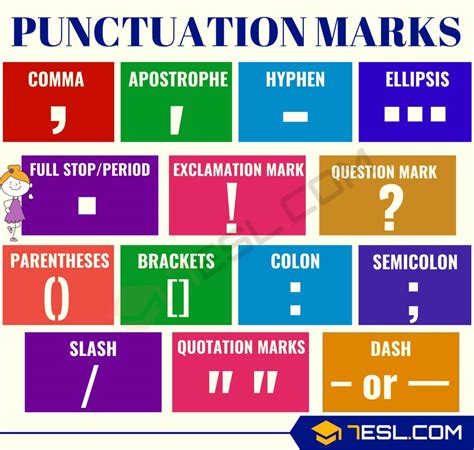 punctuation  punctuation rules punctuation marks  english esl