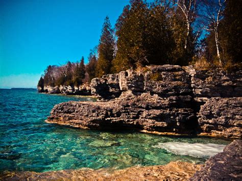 whitefish dunes state park  cave point door county wi