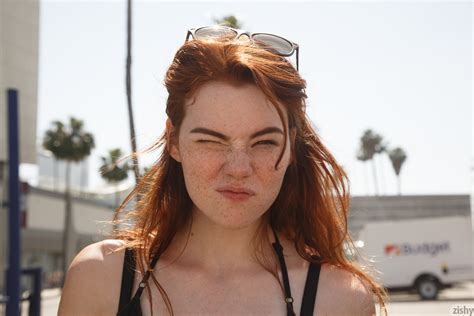 redhead women model smirk freckles sabrina lynn face photography shades wink