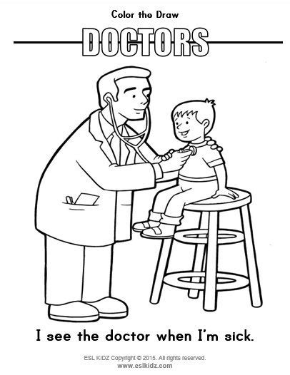 doctor coloring page eslkidz doctor activitiesforkids coloring