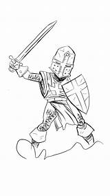 Knight Coloring Pages Medieval Armor Pose God Middle Choose Board sketch template