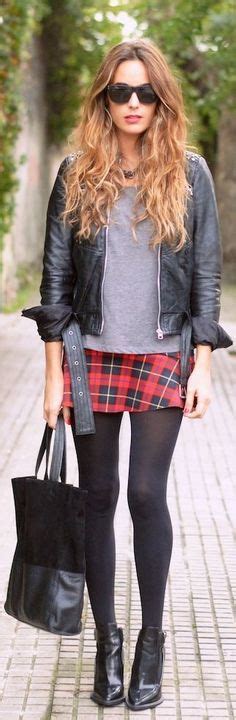 how to wear a tartan mini skirt black turtleneck boots overtheknees fall winter style