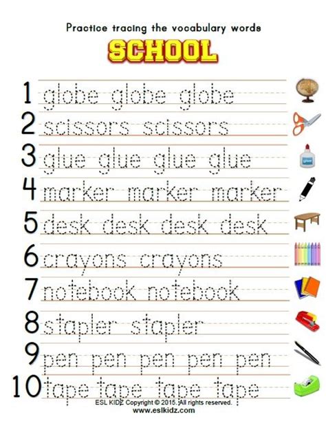 picture preschool writing vocabulary word worksheet