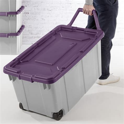 sterilite  gal  wheeled industrial tote moda purple walmart