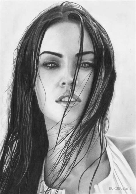 Pencil Portrait Drawing Of Megan Fox With Images Megan