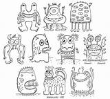 Ausmalbilder Monstre Doodle Monstres Maternelle Monstruos Ausmalen Coloriage Sheets Zeichnen Voorbeeldsjabloon sketch template