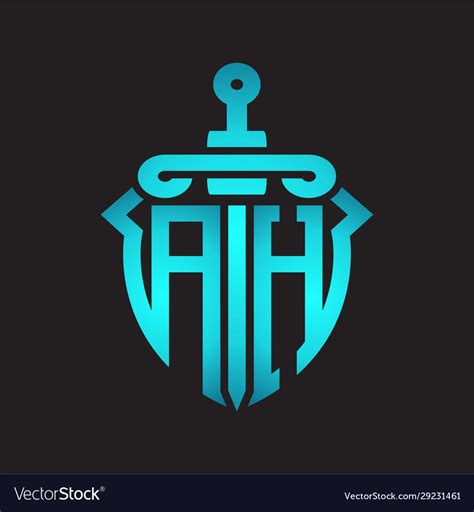 ah logo monogram  sword  shield royalty  vector