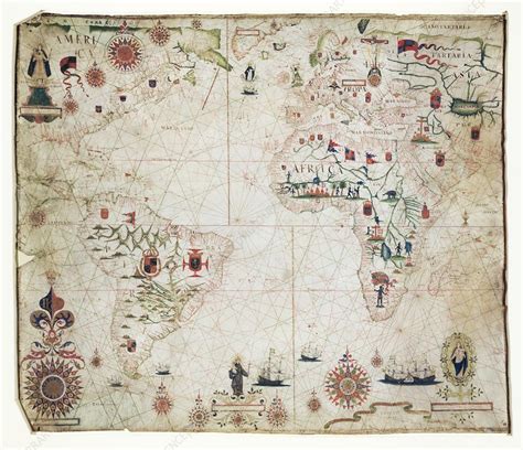 17th Century Nautical Map Of The Atlantic Stock Image C007 4581