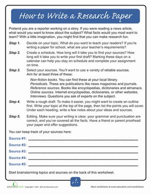 write  research paper worksheets school  homeschool