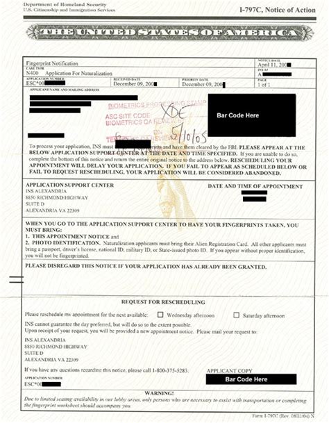 sample fingerprint notice  naturalization immihelp