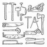 Tools Workshop Carpentry Vector Graphicriver Chisel Coloring Woodworking Tool Clip Carpenter Pages Illustrations Construction Saw Antique Equipment Logo Hammer Kids sketch template