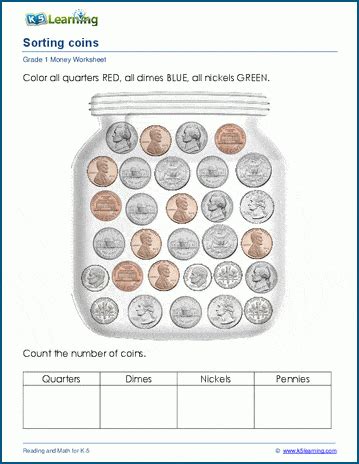 st grade counting money worksheets  printable  learning