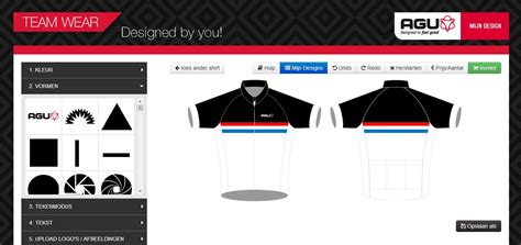 zelf shirt ontwerpen bij agu fietsnl race en mtb website
