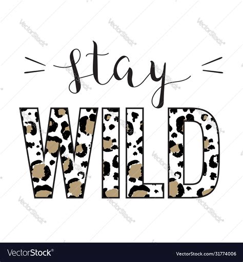 template  lettering  leopard print stay vector image