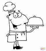 Koch Mittag Serviert Ausdrucken Cocinero Serving Tdm sketch template