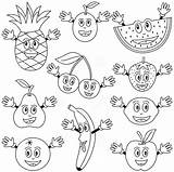 Coloring Fruits Cartoon Pages Printable Preschool Kids Worksheets Kindergarten Teachers Parents Lot sketch template