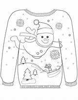 Sweater Coloring Ugly Christmas Pages Winter Colouring Template Snowman Printable Drawing Clothes Prize Sweaters Motif Door Color Sheets Muminthemadhouse Kids sketch template