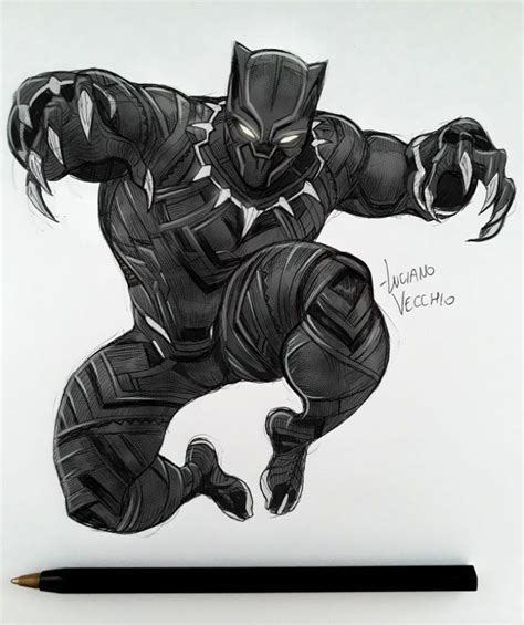 black panther sketch  lucianovecchio  deviantart black panther