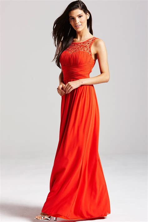 orange embellished detail maxi dress from little mistress uk