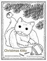 Christmas Coloring Pages Kitty Kitten Santa Cat Kittens Color Printable Kids Catcher Dream Drawing Sheets sketch template