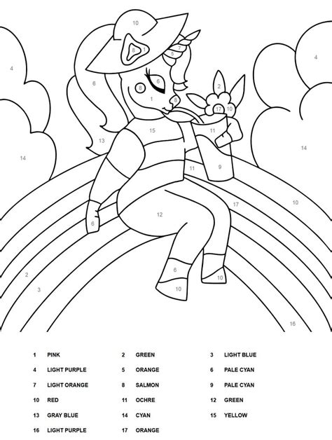 lovely unicorn color  number coloring page  printable coloring