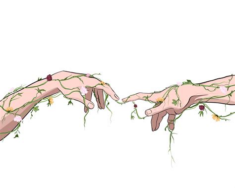 illustration art drawing michaelangelo creationofadam ivy plants flowers aesthetic